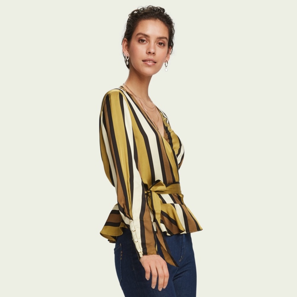 Scotch and Soda printed satin wrap top - Picture 4 of 4